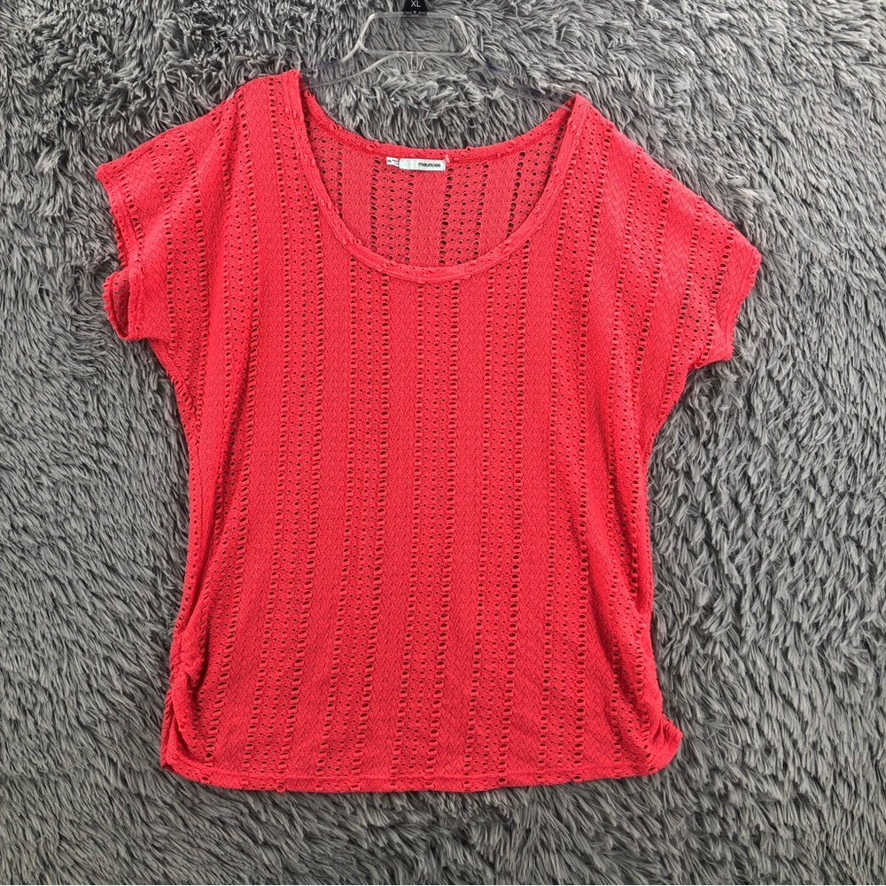 Maurices Shirt Womens XXL Open Knit Short Sleeve Top Shirt Crew Neck